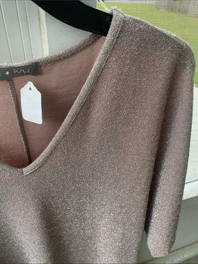 Pixi + Ivy NWT Metallic Mauve V-Neck Midi Dress with Slip / Size S